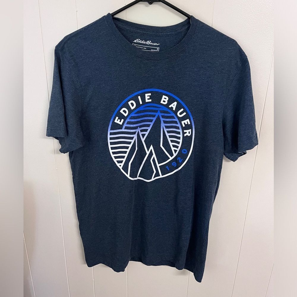 Eddie Bauer Men's Blue Graphic Cotton T Shirt Sz Medium